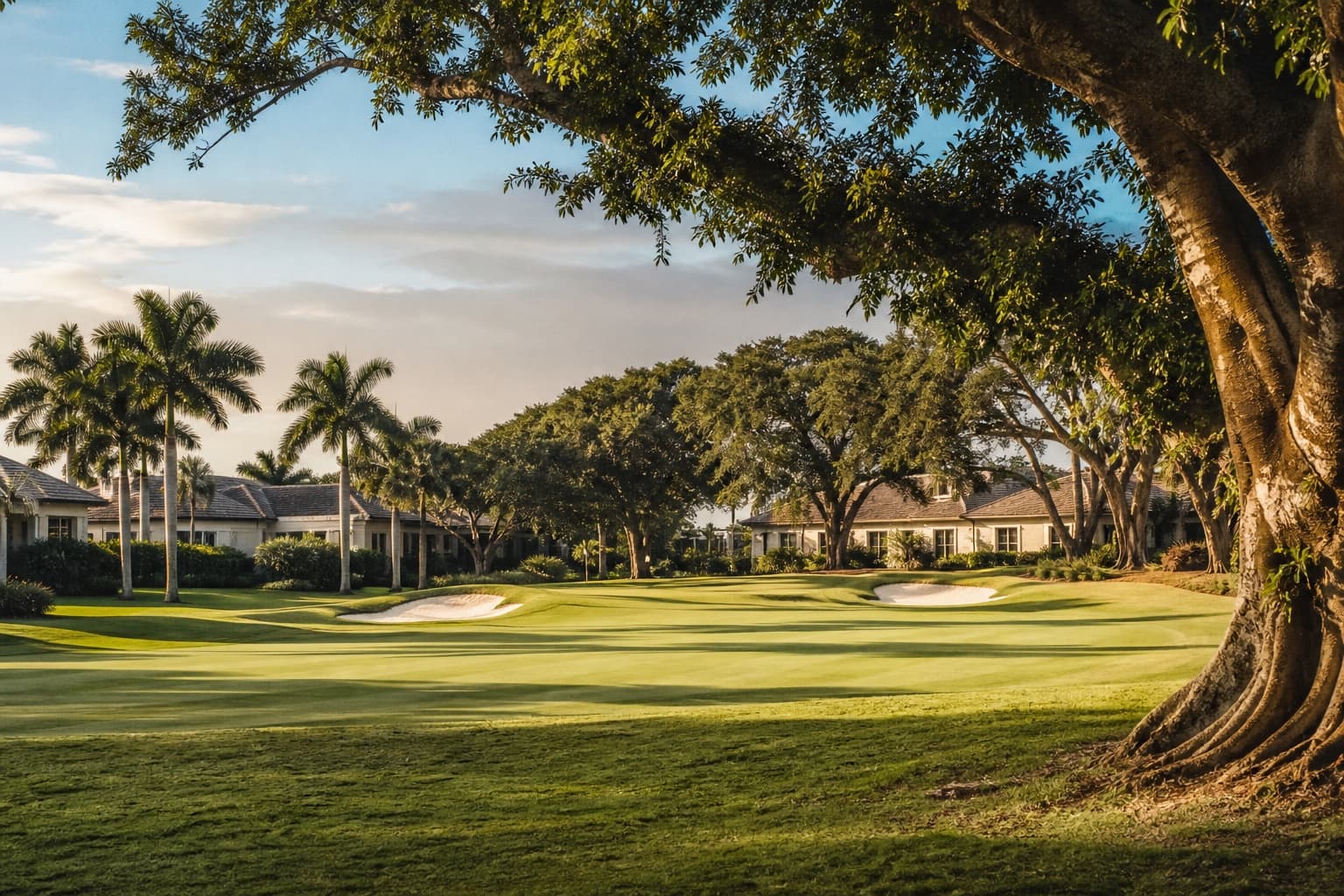 Illustrative established Palm Beach County golf community beneath a mature tree canopy
